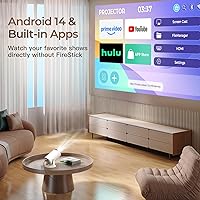 Vista 1 de [Aplicaciones integradas y actualizadas en 2025] Mini proyector con Wi-Fi 6 y Bluetooth 5.4, soporte 1080P 4K Full HD, Auto Keystone 360° Proyector