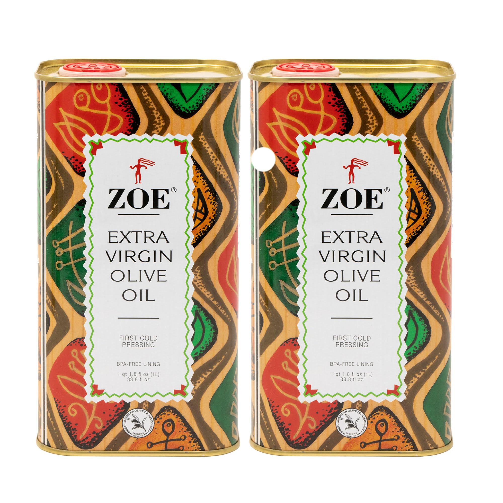 ZOE Extra Virgin Olive Oil 1L (33.8 fl oz) | Freshly Harvested, First Cold-Pressed | High Polyphenol, Hand-Selected Olives from Spain | Fruity Flavor, Rich Aroma | BPA-Free Tin [Pack of 2]