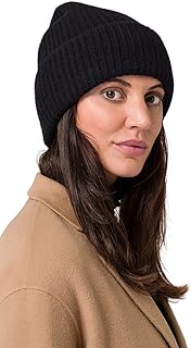 Women’s Chunky Knit Beanie, 100% Cashmere, Soft & Stretchy, Warm Hat for...