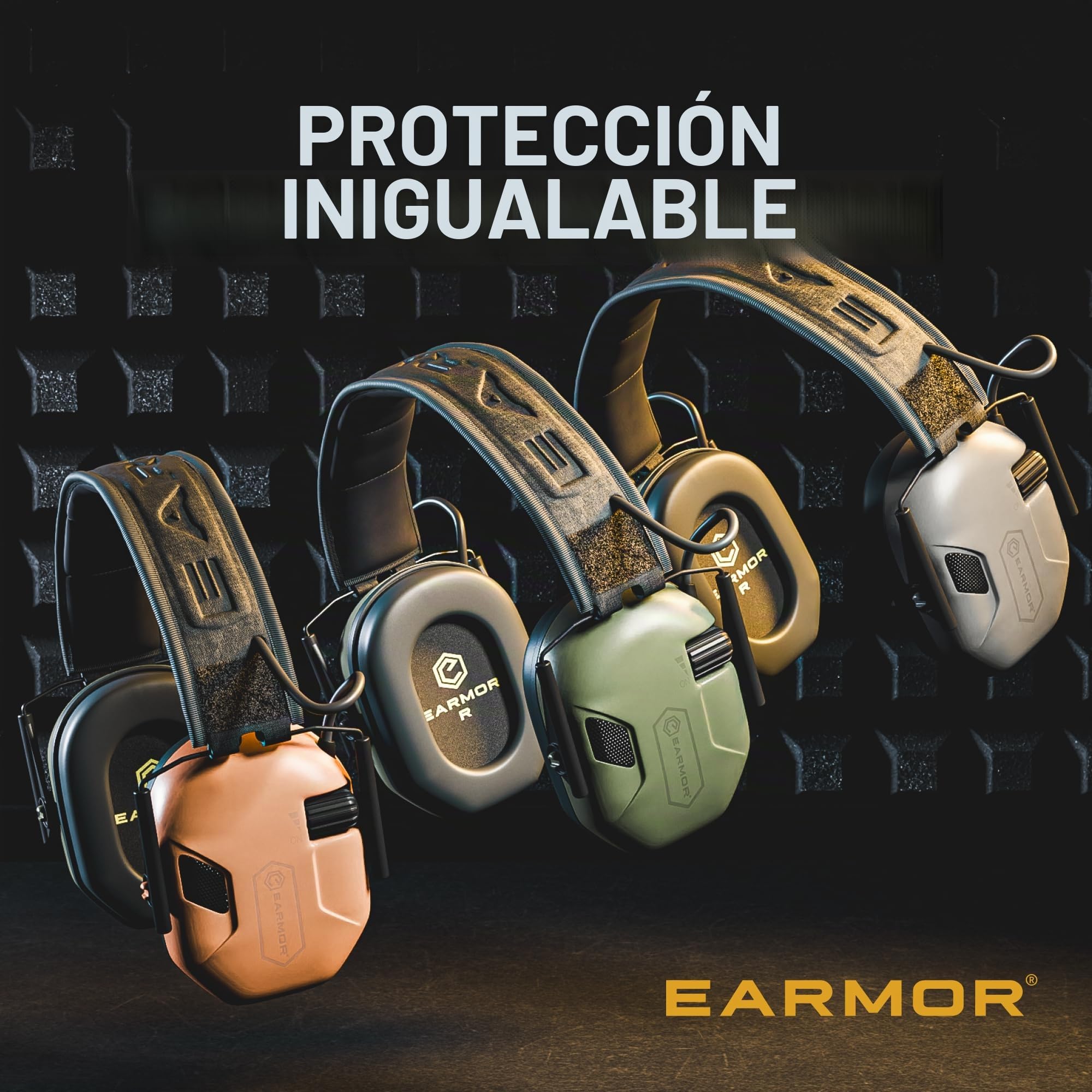 Earmor M300A Protección auditiva electrónica Disparos orejeras orejeras amortiguador de ruido para caza tiro valor aislante, SNR 29dB control dinámico de ruido