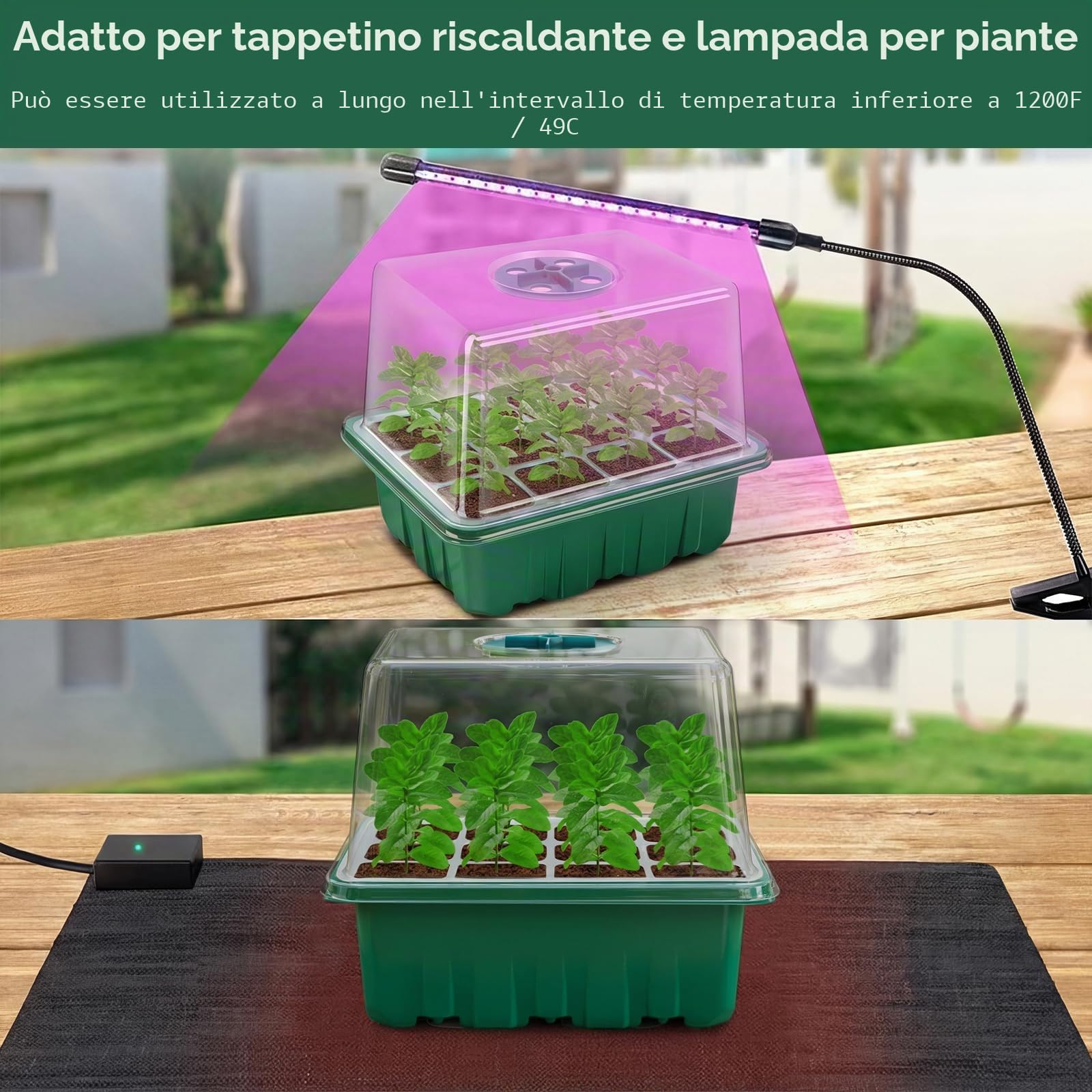 Verdenu Semenzaio, 6 Pezzi Semenzaio Germinazione, Mini Serra Rialzata Alveoli per Semina, 12 Fori di Propagazione dei Semi, Vassoio Germinazione per Semi con 7 Strumenti di Ventilazione