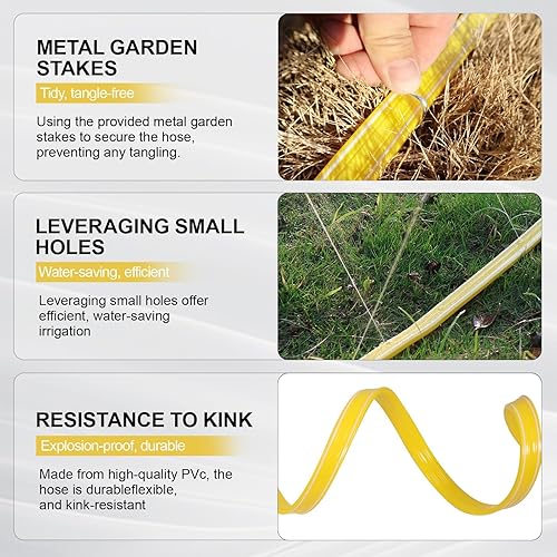 Miniatura 2 de Paquete de 6 mangueras de aspersor con agujeros de 25 pies  Manguera flexible de aspersor para césped y jardín, sistema de riego por goteo total de
