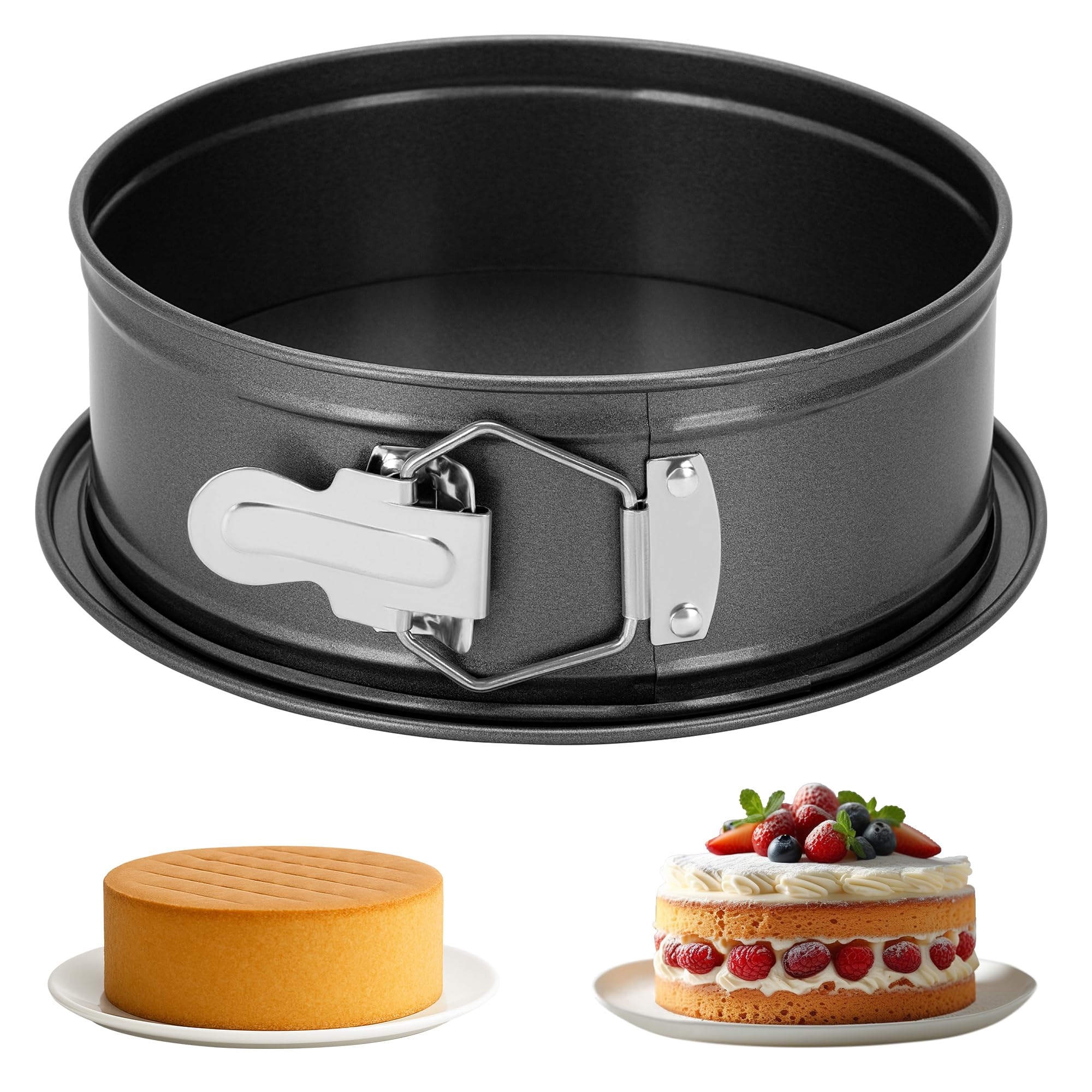 GeekLeaf Kuchenform zum Backen, Runde Springform mit Losem Boden, 18×6,5 cm