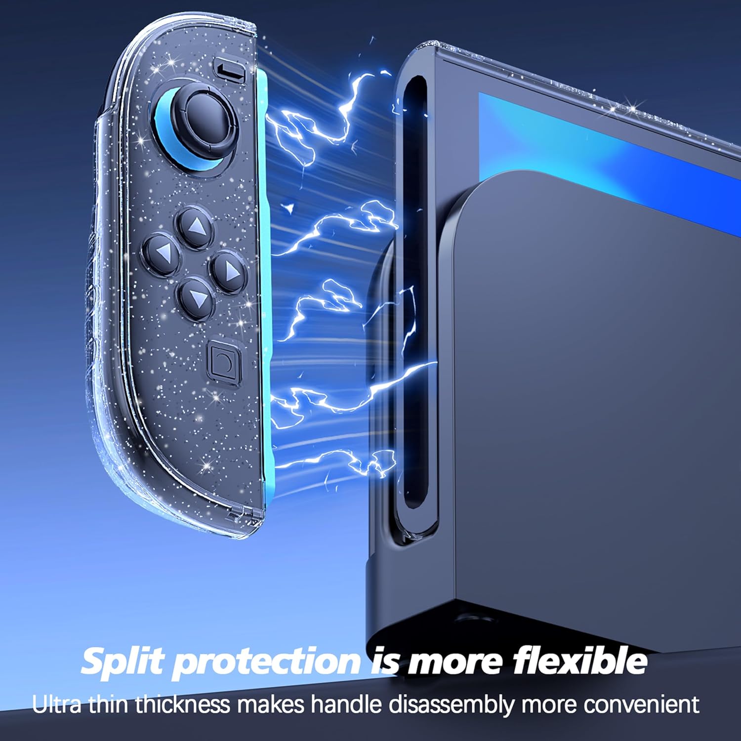 TIKOdirect Clear Dockable Case Compatible with Nintendo Switch 2(2025), Slim Protective PC Case for Joy-Con Grip Cover, Hard Shell with Anti-Scratch and Shock-Absorption, Glitter - Image 6