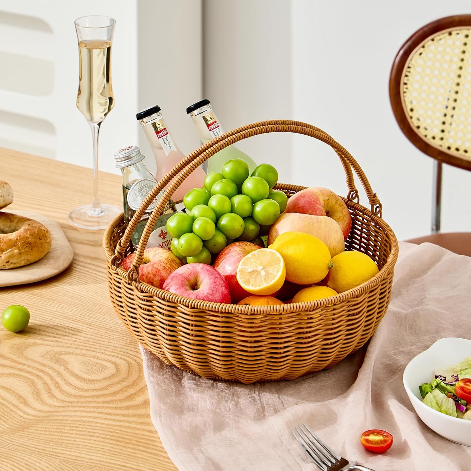 Fruit Bowl for Kitchen Counter, Large Fruit Basket with Handle, Suitable for Storing Fruits, Vegetables, Bread, Candys and Snacks - Image 7