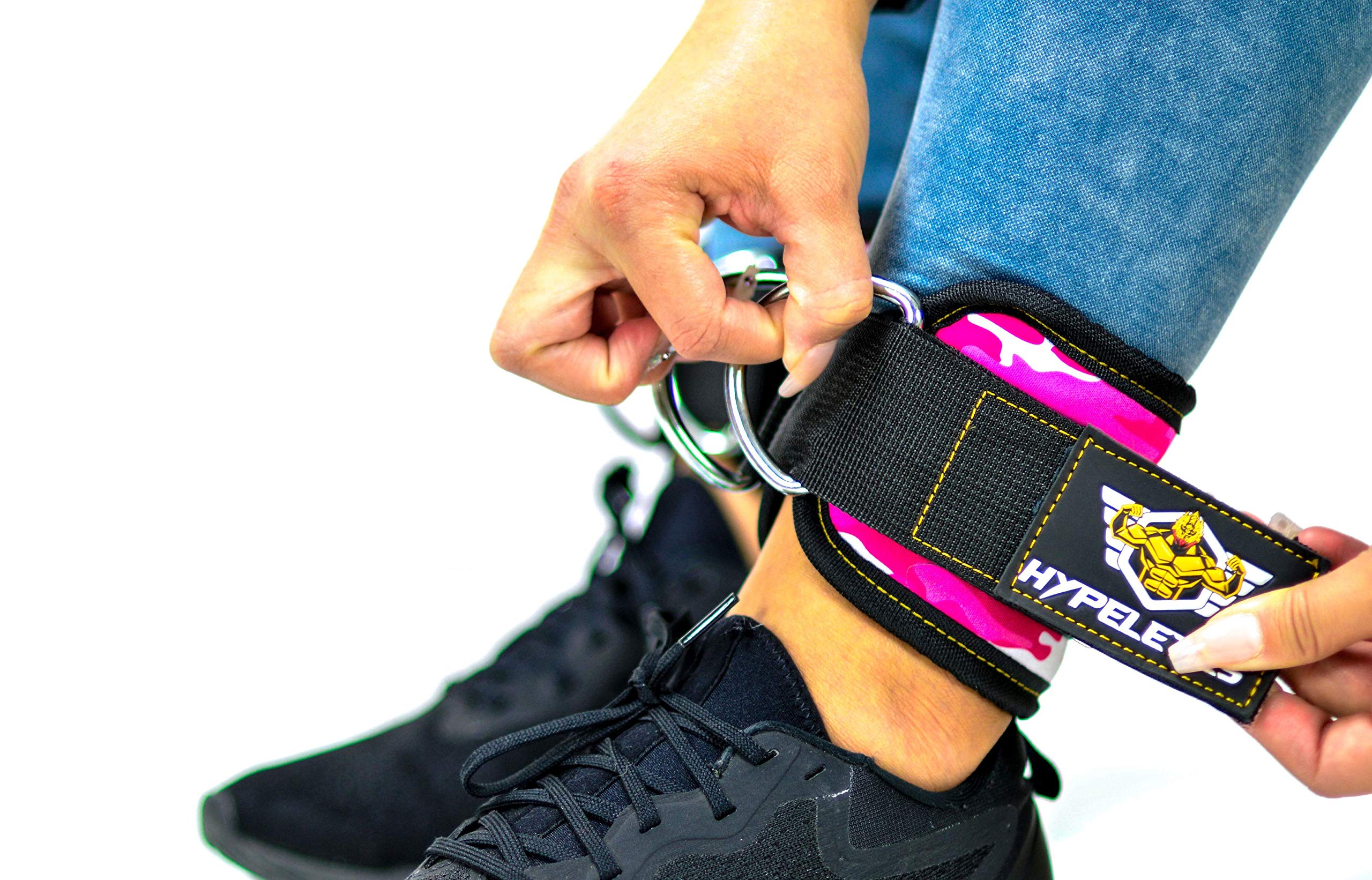 Hypeletics Ankle Straps for Cable Machines - Neoprene Ankle Strap For Kickbacks, Cable Ankle Straps, Leg Extensions, Glute Workouts, Ankle Cuffs for cable machines, Cable Leg Strap (Single, Pink Camo)