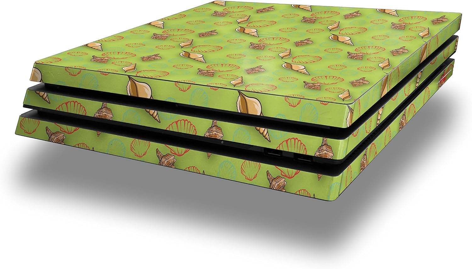 Vinyl Decal Skin Wrap Compatible with Sony PlayStation 4 Pro Console Sea Shells 02 Sage Green