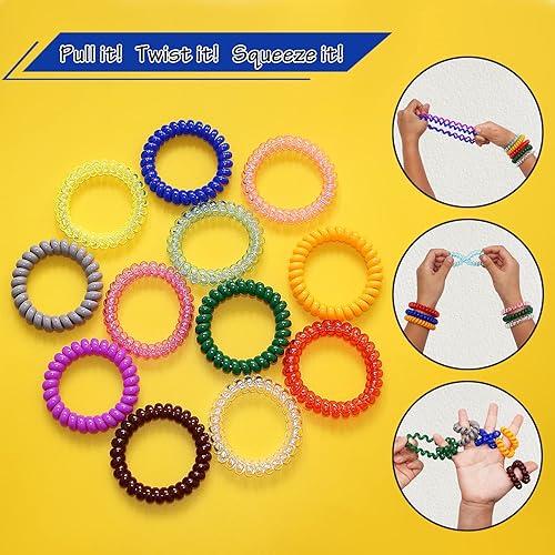 Miniatura 5 de Pulseras masticables para niños, pulsera sensorial para niñas y niños, bobina elástica para ansiedad, autismo, TDAH, juguetes sensoriales para