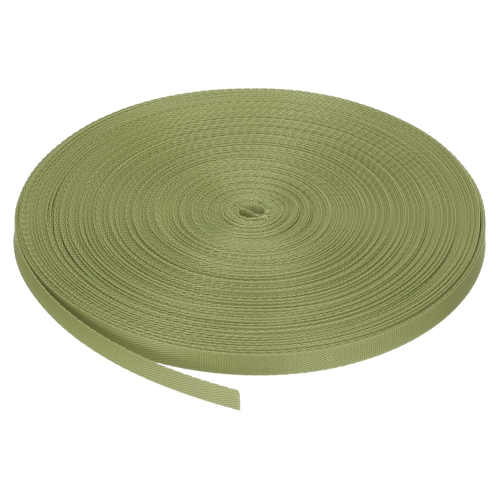 MECCANIXITY Nylon Webbing Strap Flat 3/8 Inch 50 Yards Mustard Green for Outdoor DIY Gear Repair, Backpack, Luggage-Rack, Crafts