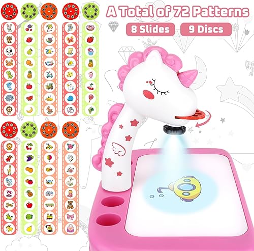Miniatura 2 de Proyector de dibujo para niños, kits de dibujo para niños de 6 a 8 años con lápices de música, crayones, álbumes de recortes, calcomanías de