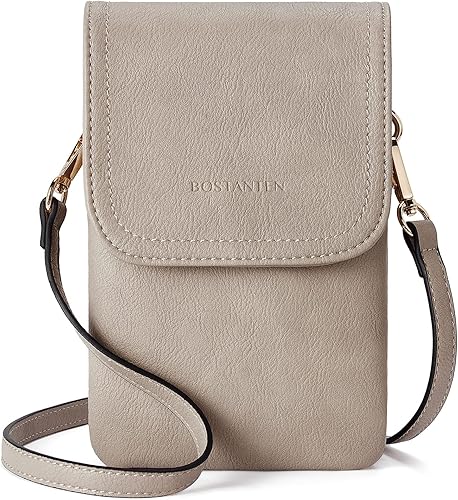 Bolso bandolera pequeño de piel vegana BOSTANTEN para mujer, con diseño de cartera para celular, con correa ajustable