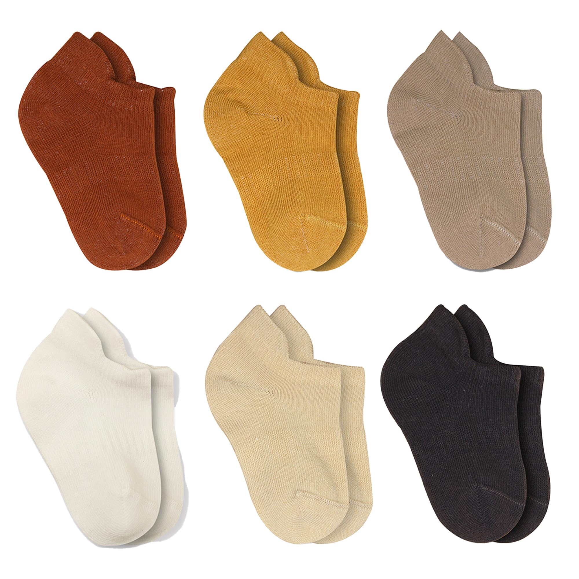 Bistyle Men's Brown Baby Grip Ankle Socks 6 Pairs | Newborn Infant Toddlers Socks Seamless Cotton | Kids Boys Girls Ankle Socks (Uk, Age, 6 Months, 12 Months, )