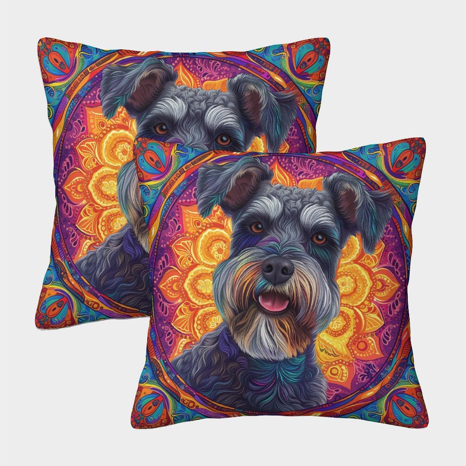 Border Terrier Dog Cushion Cover Set of 2 Decorative Machine Washable Pillowcases Square Pillow Cases with Invisible Zipper Cushion Covers for Living Room Sofa Couch Bed Throw Pillow Case 45x45cm — image 1