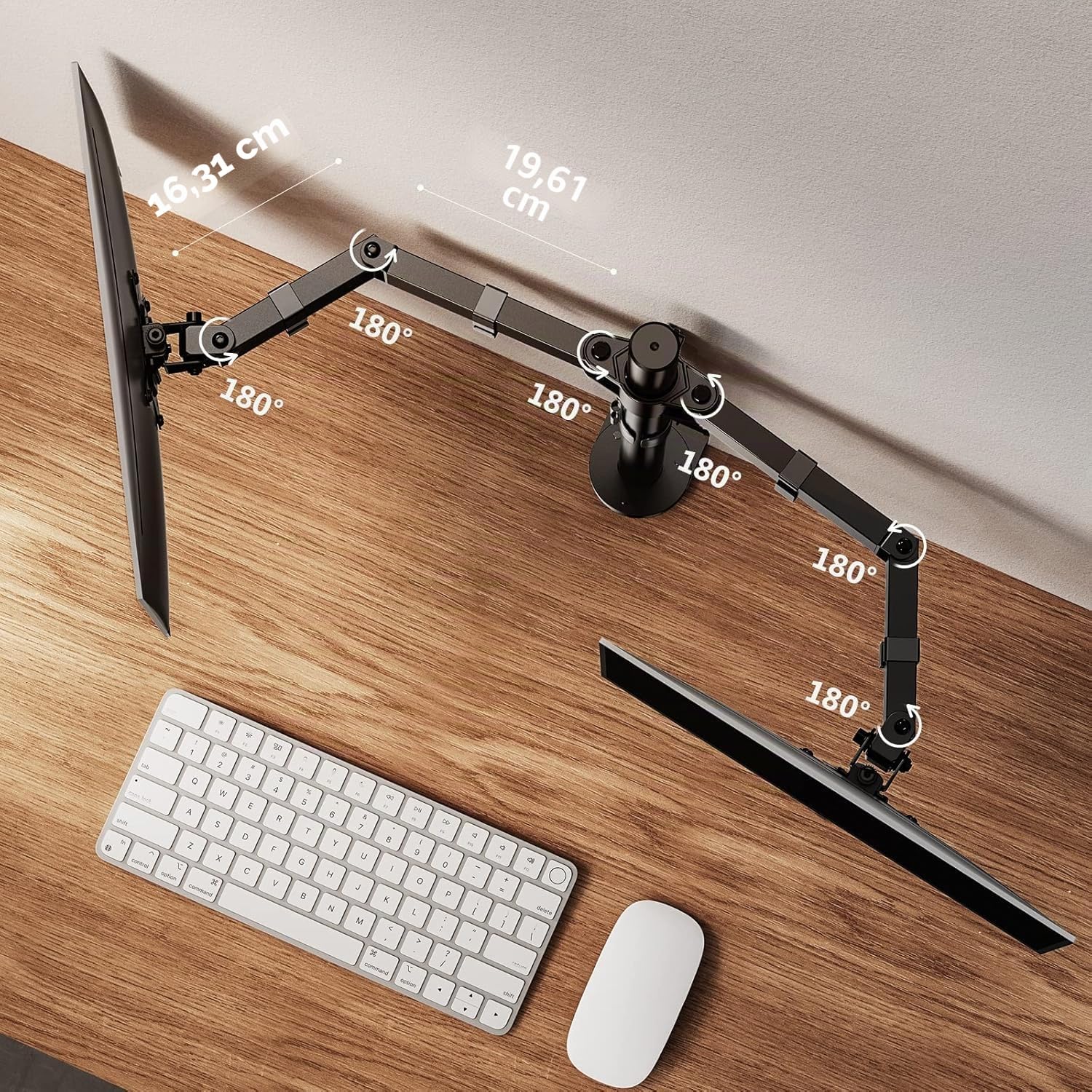 ErGear Support Ecran PC 2 Ecran pour Moniteurs 13-32 Pouces Bras Réglable Hauteur Rotatif Pivotant Inclinaison ±45° Charge 8kg VESA 75/100