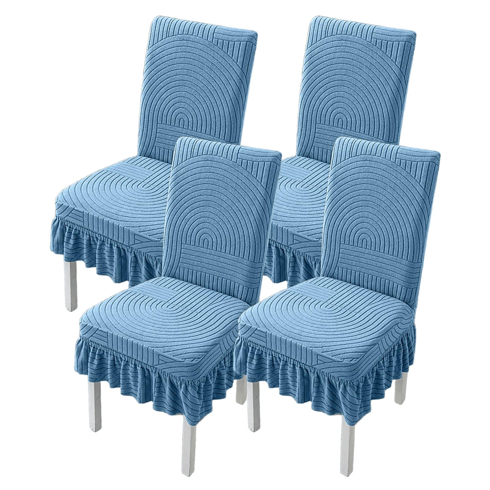 Lot de 4 housses de chaise de salle à manger extensibles, amovibles et lavables pour la maison et l'hôtel, décoration quatre saisons, bleu lac