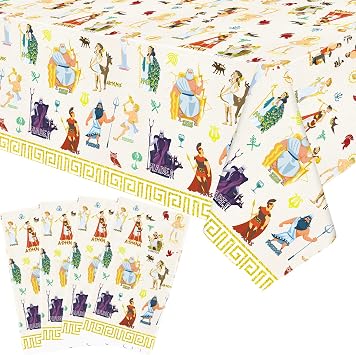 4 Pack Greek Mythology Party Tablecloth - Greek Mythology Decorative Table Cover Party Table Cloth Supplies for Ancient Greece Culture Supplies 51 x 86 Inches