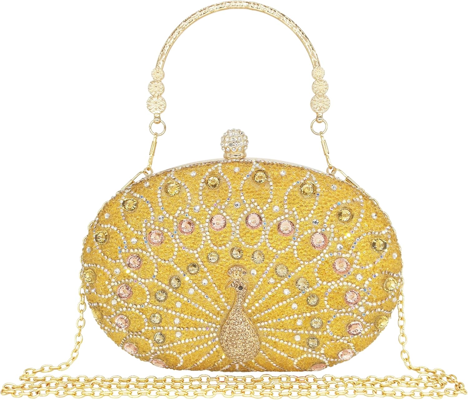 Women's Evening Bags Sparkly Rhinestone Clutch Purses Luxury Diamond Peacock Handbag for Wedding Party Formal