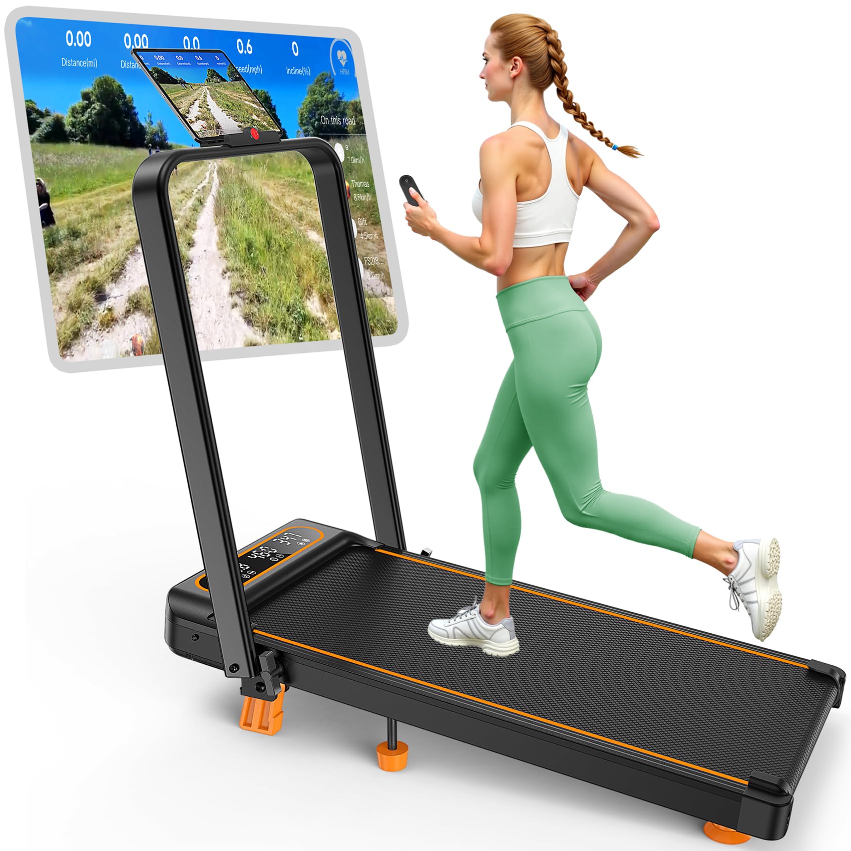 Walking Pad Treadmill with 10% Incline, Upgraded 3.5HP Low Noise Treadmills for Home, Trisomy 4 in 1 Foldable Treadmill, Walking Pad with Handle, 350+lb Capacity, Shock Absorption, Smart APP & Remote