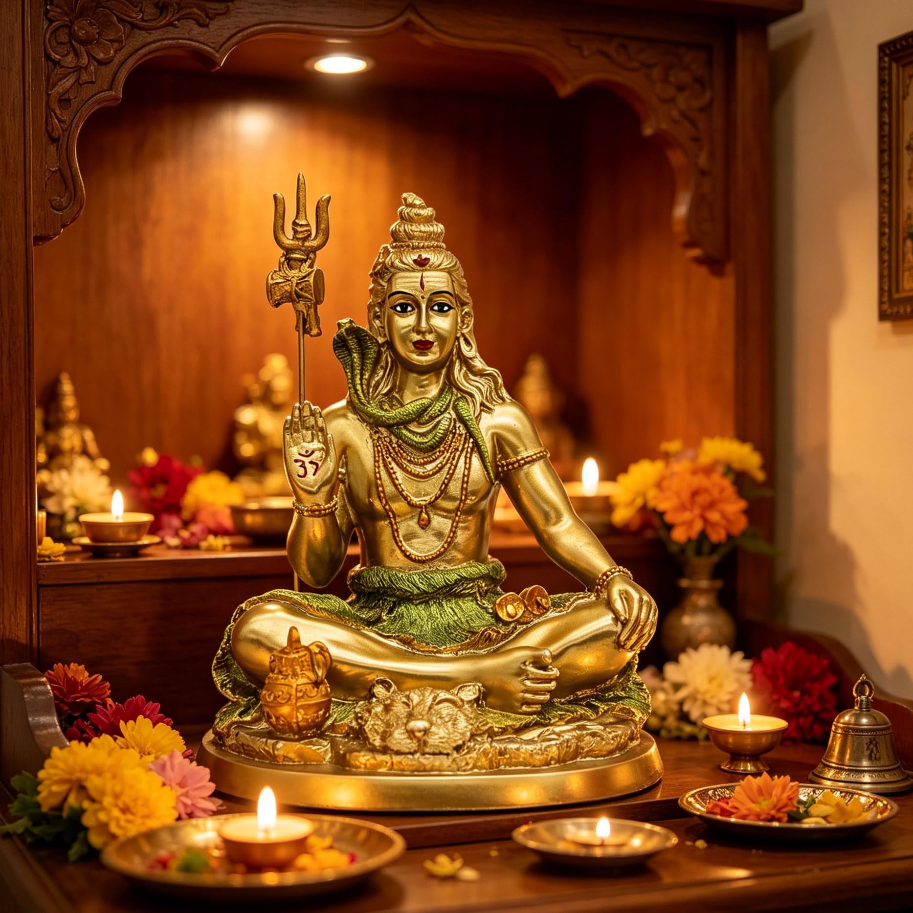 Hindu God Lord Shiva Statue - Indian Idol Shiva Figurine Hindu Murti Sculpture Home Office Temple Mandir Diwali Pooja Items Yoga Meditation Room Altar Shrine Spiritual Prayer Kit Buddha Decor