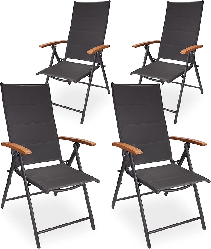 BRUBAKER 4er Set Gartenstühle Verona Faltstühle klappbar 7Fach