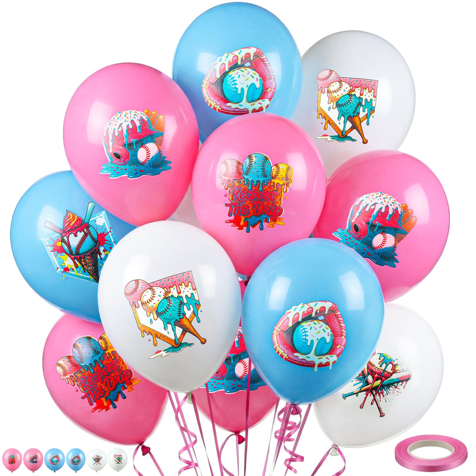 Photo 1 of Seenelling 30 Pcs 10 Inch Ice Cream Baseball Drip Balloons