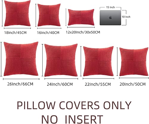 Miniatura 8 de Fancy Homi Paquete de 2 fundas de almohada decorativas rojas de 18 x 18 pulgadas para sala de estar, sofá, cama, sofá, rústico, bohemio, decoración