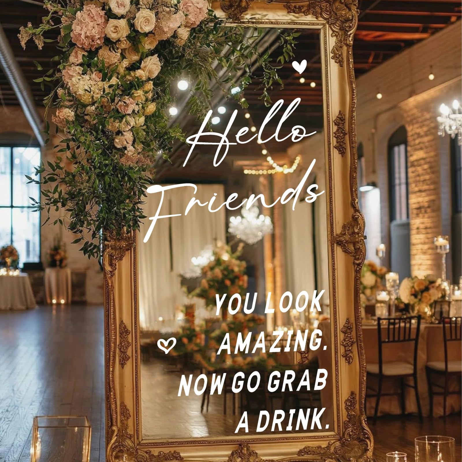 Wedding Signs Decal Welcome to Our Wedding Sign for Glass Mirror Weddings Party Entry Vinyl Decals Removable Hello Friends Letters Stickers for
