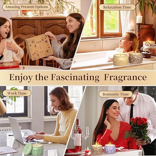 Miniatura 6 de Velas perfumadas para mamá, juego de velas románticas en tarro de 17.6 onzas para mujeres y niñas, combustión 120H, vela de soja para el hogar, San