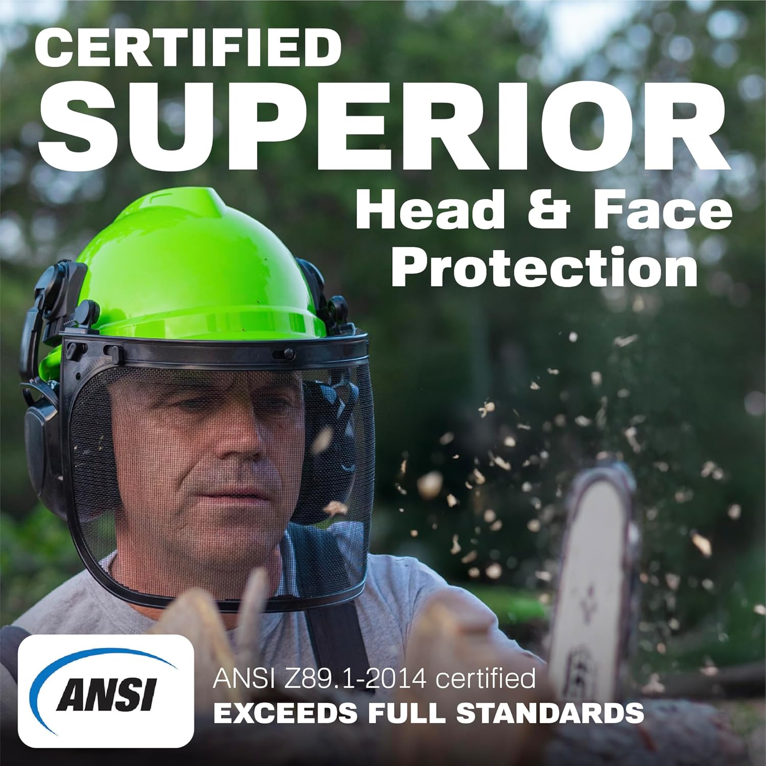 Raxwell Chainsaw Safety Helmet – ANSI Certified 6-in-1 Forestry Hard Hat with Ear Muffs, 2 Visors, Goggles & Earplugs – 30dB Noise Reduction – Adjustable PPE for Arborists, Logging & Tree Work - Image 3