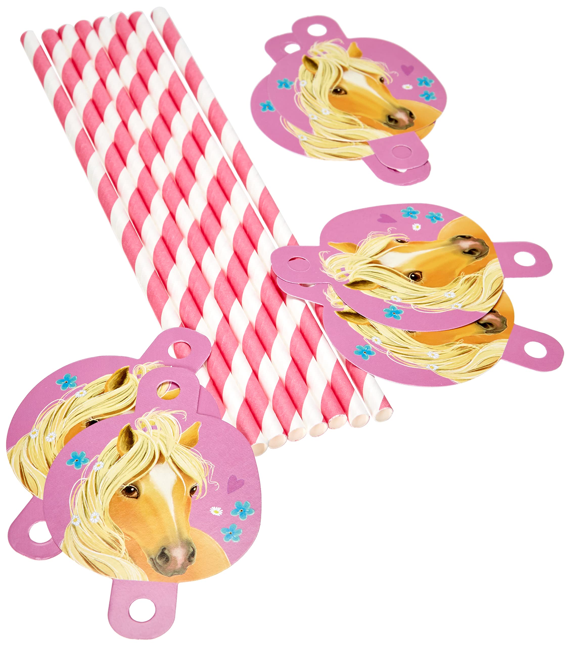 Amscan 9911589 Pony Drinking Straws (Pack of 8), Multi-Colour