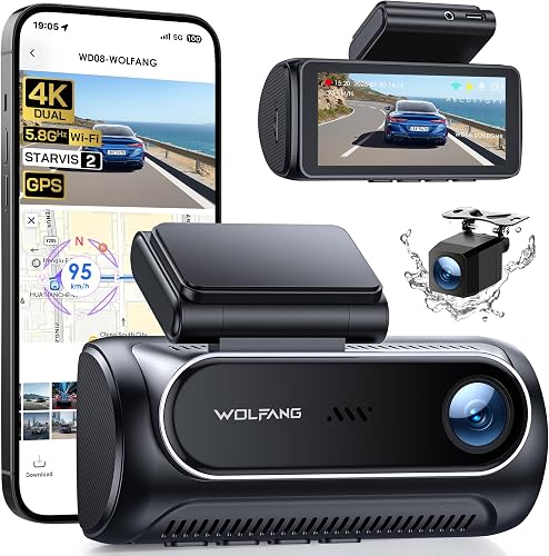 4K+4K Dashcam Voiture Avant Arrière WOLFANG