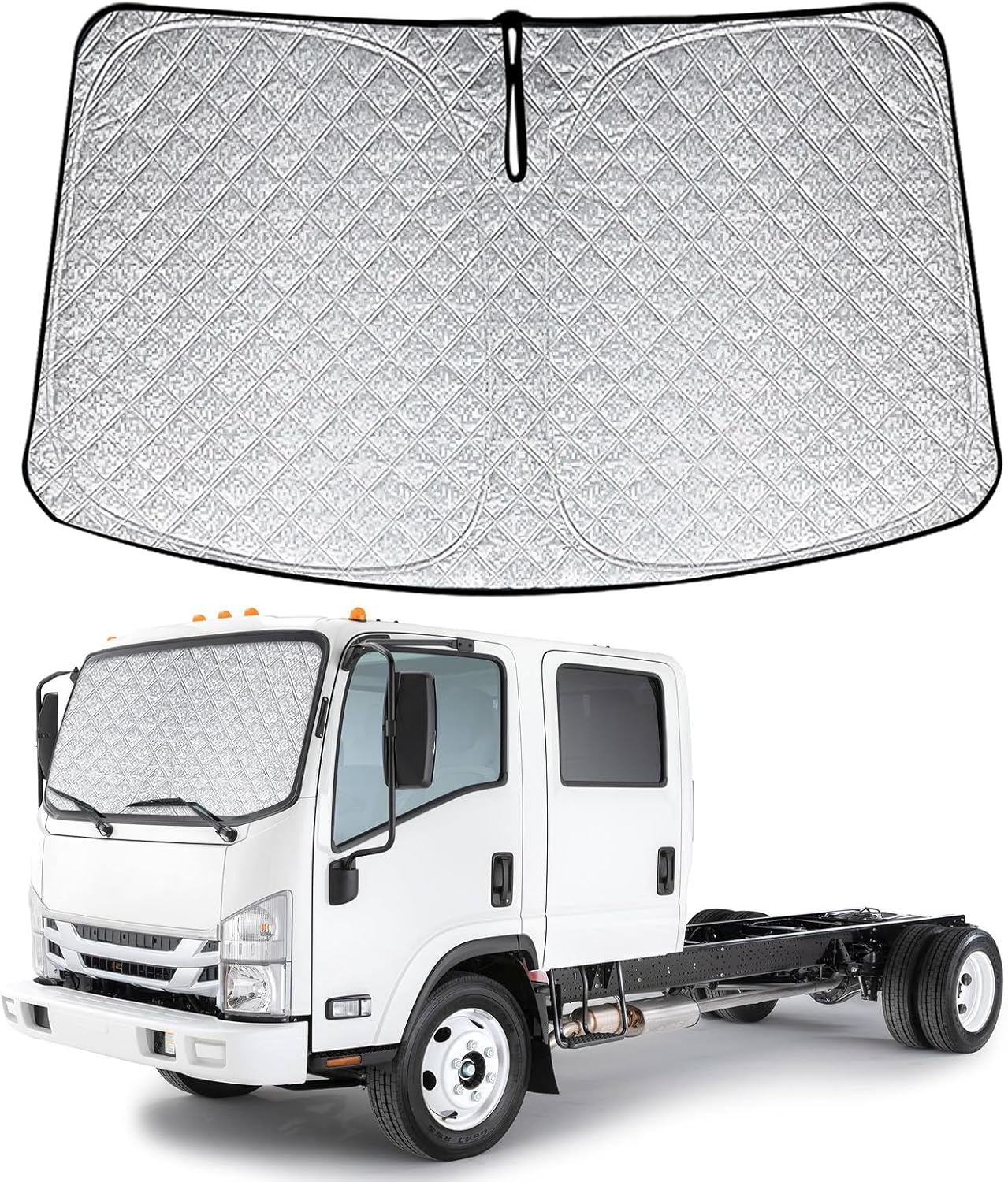 6-Layer Sun Shade Windshield Compatible with 2006-2024 Isuzu NPR Pickup Truck Sun Visor Foldable Window Cover for Front Window Privacy&Sun Protection