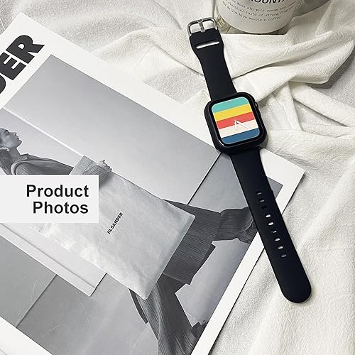 Vista 17 de Correa de silicona deportiva y funda con protector de pantalla para Apple Watch Series 9, 8, 7, 6, SE, 5, 4 Rosado,Negro -,Violeta oscuro,Rosa