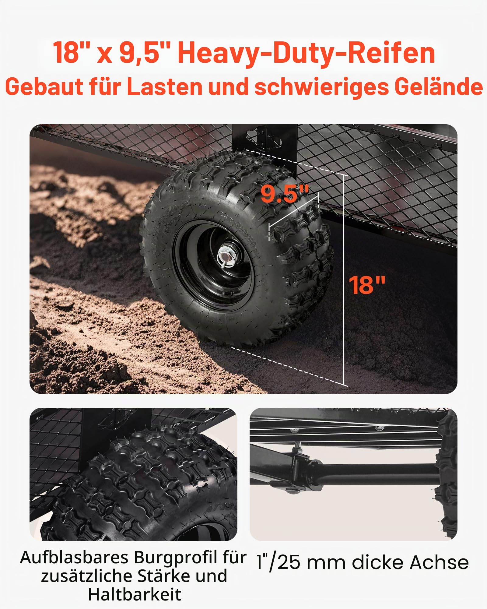 VEVOR Kippanhänger, 800,59 kg, ATV-UTV-Anhänger aus Stahl zum Hinterherziehen, Kipper mit Abnehmbarer Rückwand, Gartenanhänger zum Hinterherziehen für Rasenmäher, Traktoren und Gartenabfälle