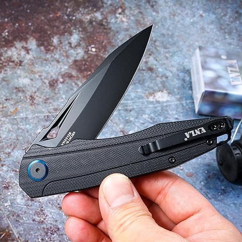 Miniatura 7 de VNLA Navaja de bolsillo plegable con apertura de aleta, hoja Sandvik 14C28N, mango G10, con clip de bolsillo profundo, para hombres y mujeres,