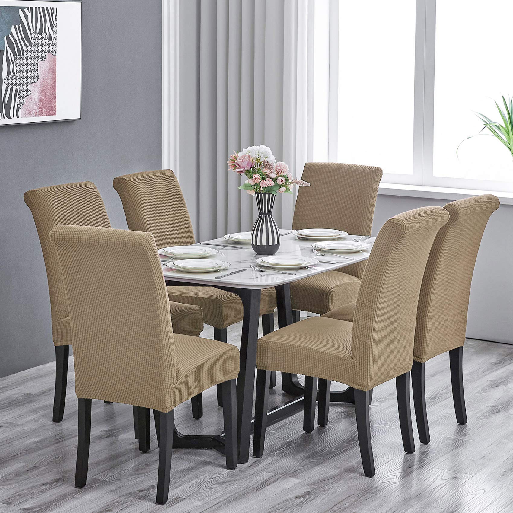 Howhic Juego de 4 fundas de terciopelo para sillas de comedor