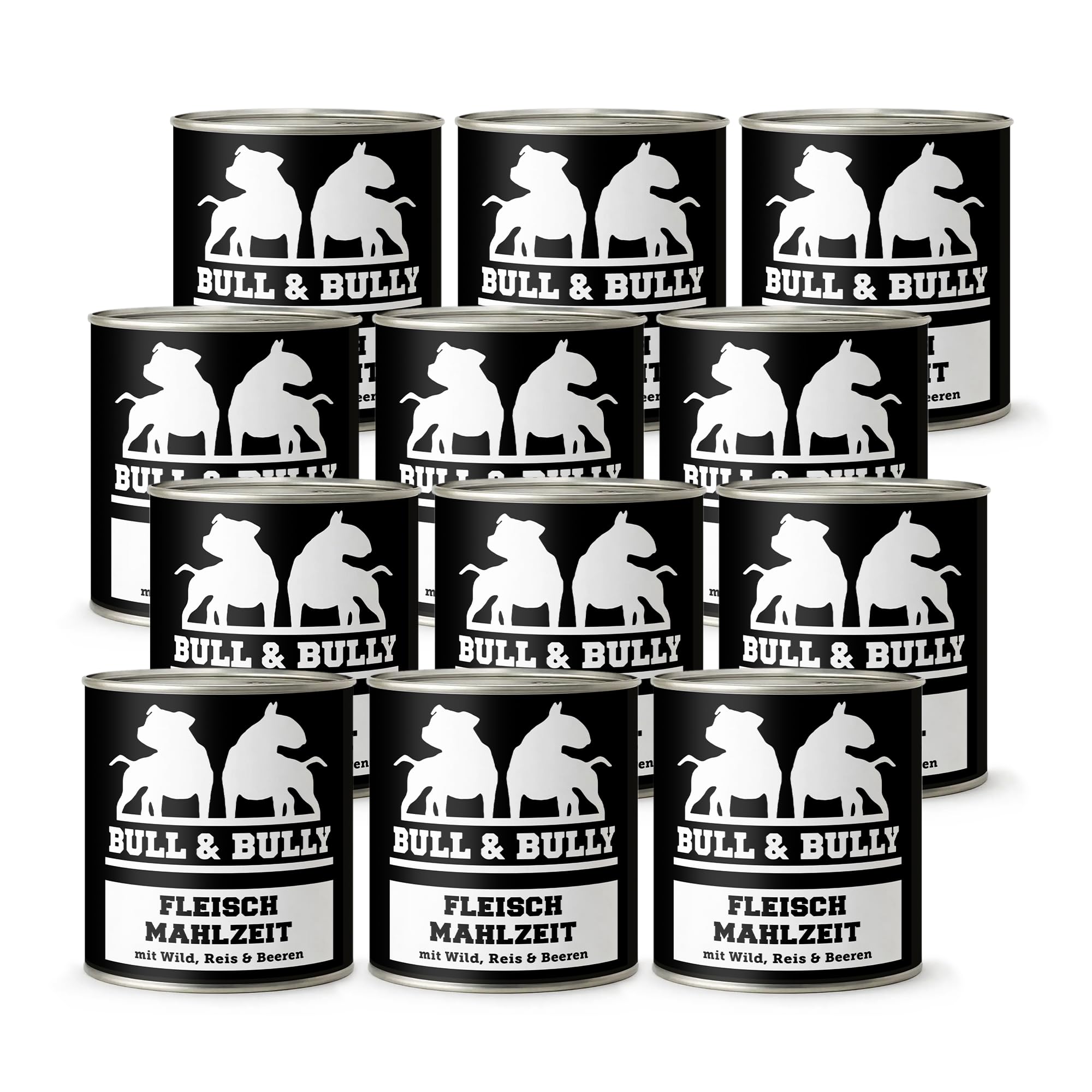 Hundefutter Nass 800g 12x Fleischmahlzeit Wild, Reis mit Beeren | Tierärzten entwickeltes Hunde Nassfutter Premium Wet Dog Food mit hohem Fleischanteil für aktive Hunde von BULL & BULLY