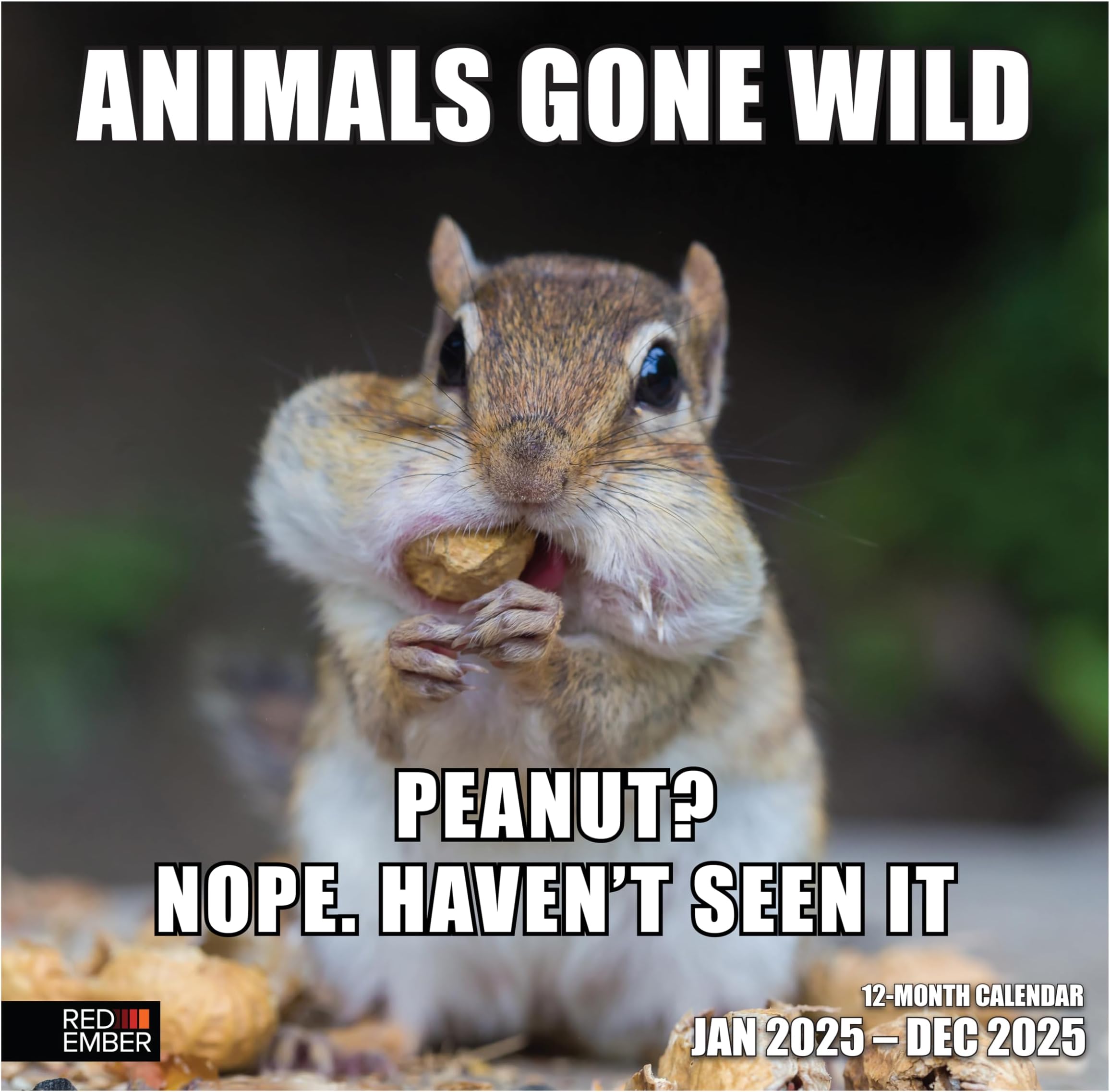 RED EMBERAnimals Gone Wild 2025 Hangable Monthly Wall Calendar | 12" x 24" Open | Thick & Sturdy Paper | Giftable