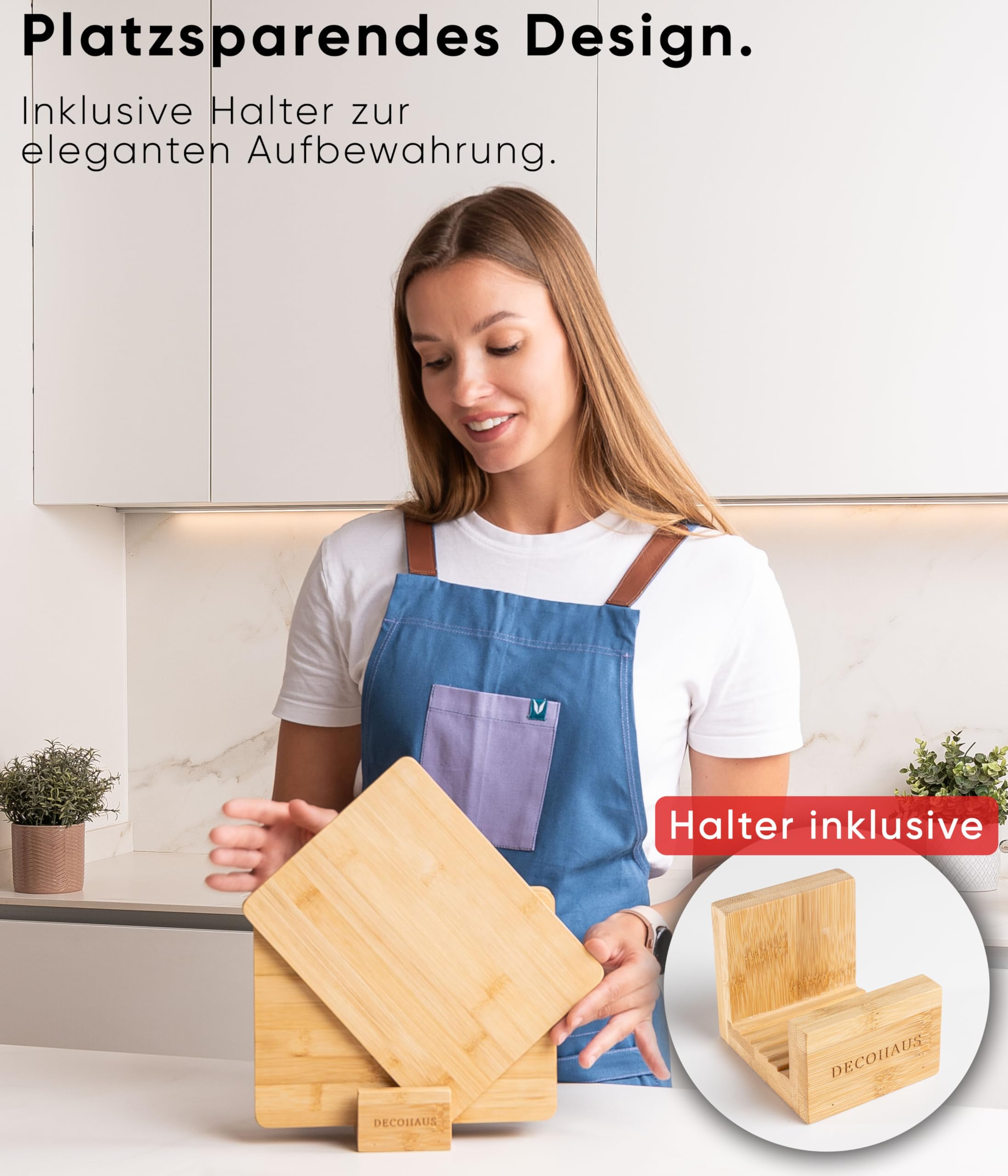 Deco haus Frühstücksbrettchen holz 6er set [0,8cm DICKE] - Schneidebrett holz Klein 23 x 17,5 cm - Holzbrett küche Antibakterielles Holzbrettchen - Jausenbrett bretter set küche