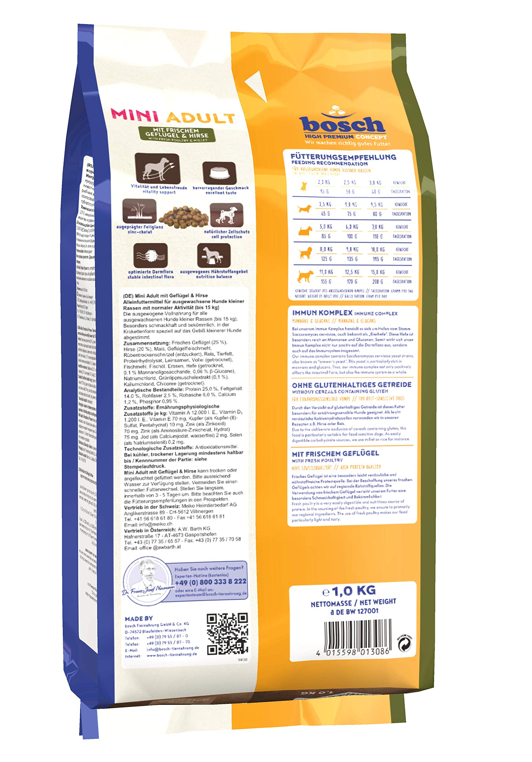 Bosch HPC Mini Adult - avec de la volaille fraîche et du Millet - Croquettes pour Chiens Adultes de Petites Races (jusqu'à 15 kg) - 3 kg (Lot de 2)