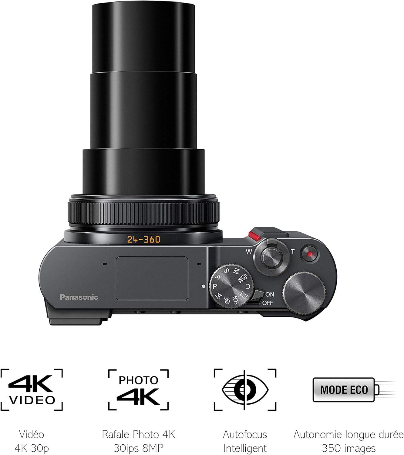 Panasonic Lumix TZ200 - Fotocamera compatta Expert (sensore grande tipo 1 pollice 20 MP, zoom LEICA 15x F3.3-6.4, mirino, schermo touch, video 4K, stabilizzazione) Silver - Versione francese