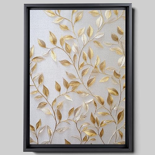 Original Ginkgo biloba Print On Canvas, Modern Textured Gold Wall Art, Abstract Gold Leaves Print, Living room Wall Decor, Wall Art Canvas, Wall