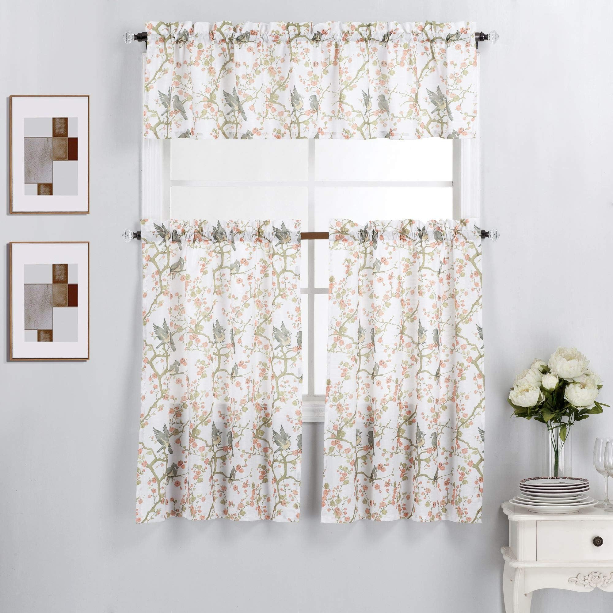 Interior Trends 3 Piece Kitchen Window Curtain Panel Tiers