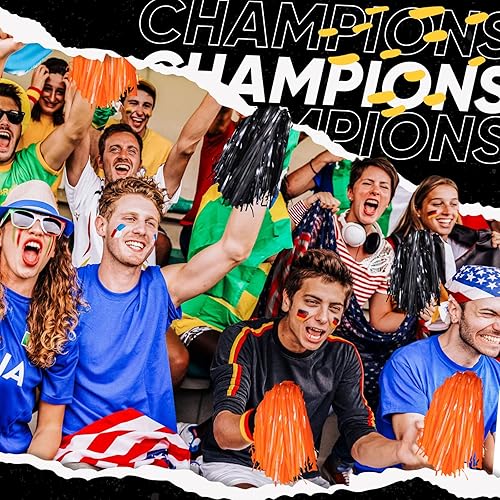 Miniatura 4 de 60 pompones de animadora de papel metálico con asas de plástico para animar al equipo, para animar a los escuadrones, deportes y bailar