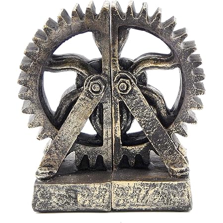 Bellaa 25662 Beautiful Industrial Gear Bookends 7 inch