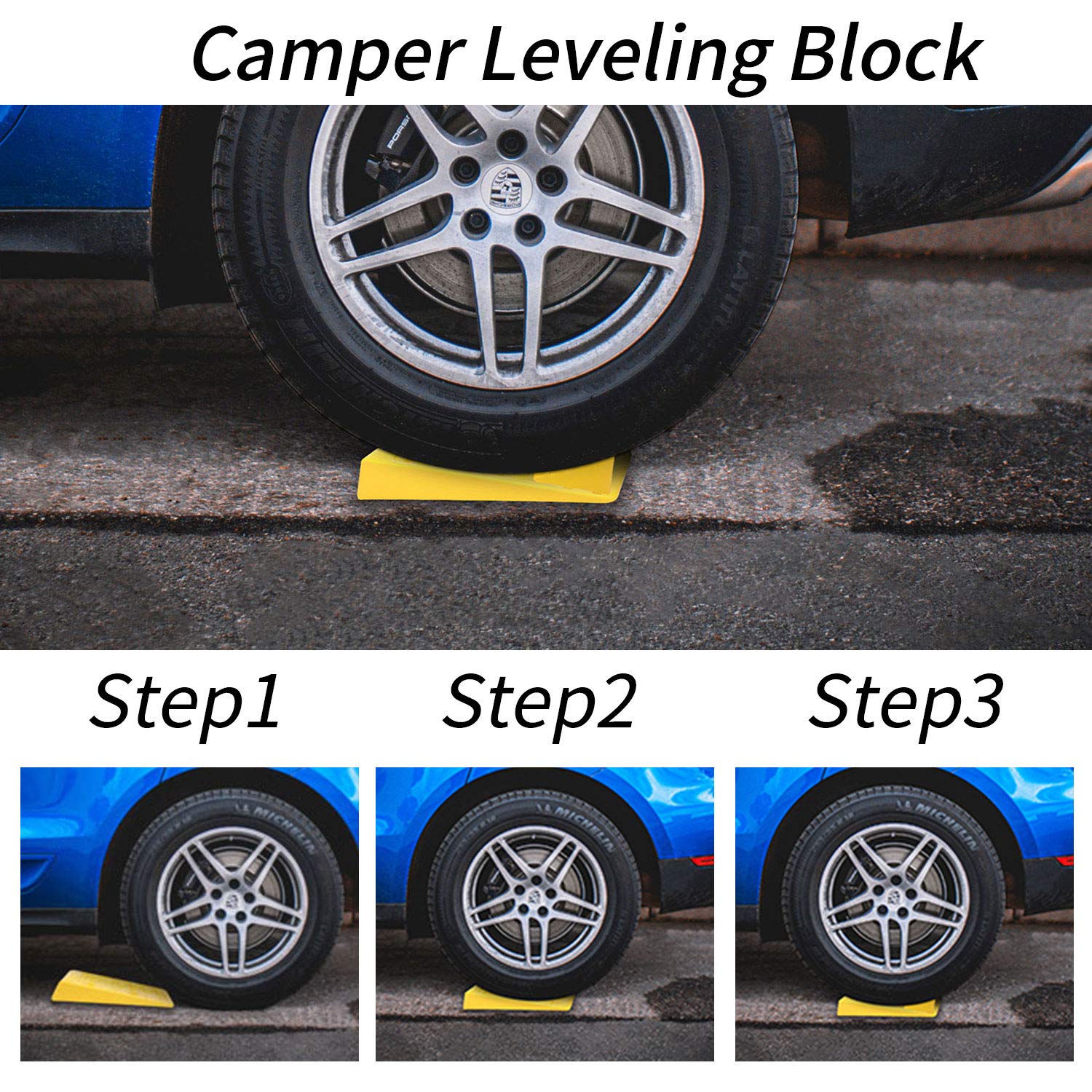 Homeon Wheels RV Leveling Blocks Wheel Chocks Heavy Duty Trailer