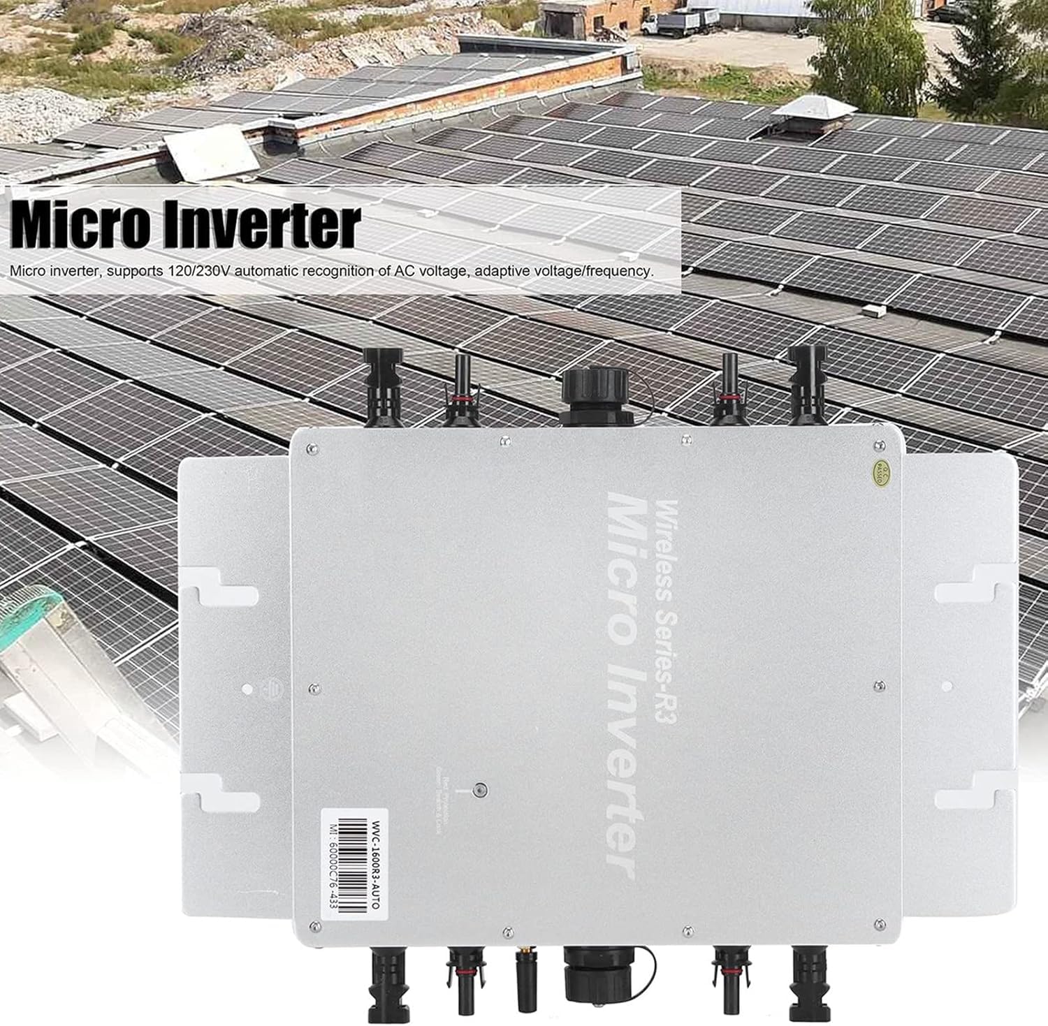 Wvc-1200/1400/1600/2000/2400/2800w Solar Grid Tie Inverter,Micro Inverter Grid Tie,Inverter Fotovoltaico Portatile,identificazione Automatica 120/230v per L'uso del Sistema Solare