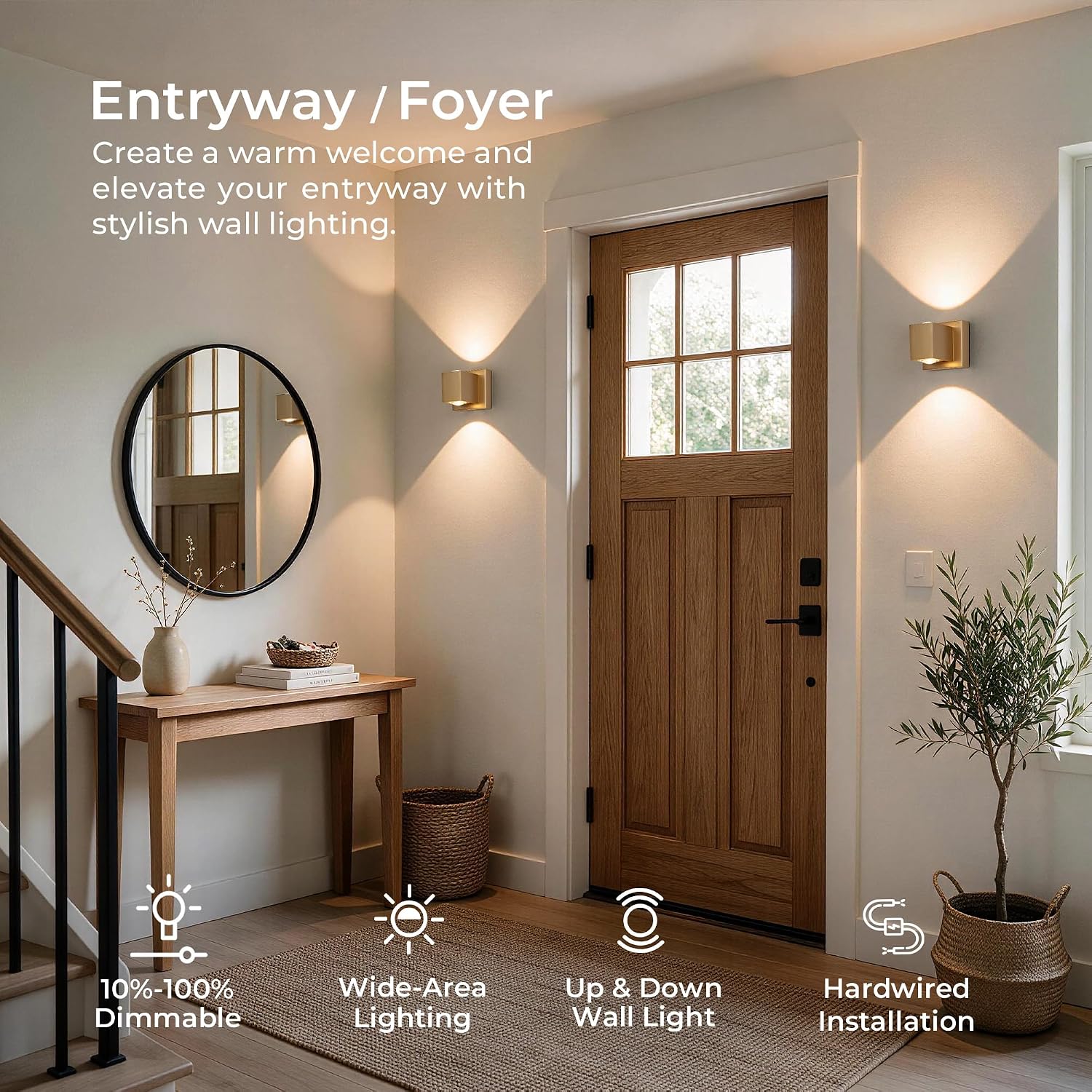 Tubicen Wall Sconce, Dimmable Wall Light Hardwired Lamp for Living Room image 2