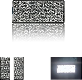 Reflector 80X35mm Self Adhesive Rectangle Safety Waterproof Stick on for Driveway Mailbox Trailer (2pcs, White)