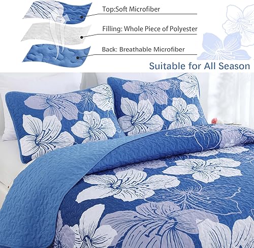 Miniatura 34 de DJY Juego de edredón de 3 piezas, tamaño Queen, con patrón floral amarillo, elegante colcha bohemia con 2 fundas de almohada, juego de ropa de cama